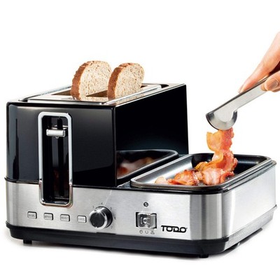 1400W Breakfast Master Toaster Egg Cooker Poacher Bacon Fryer Grill All In One