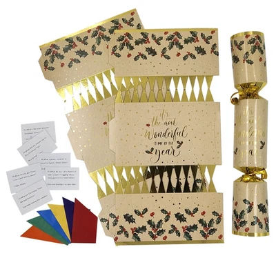 EVELAY LTD Christmas Cracker Make Fill Your Own kit Makes 12 Crackers Hats Joke Holly