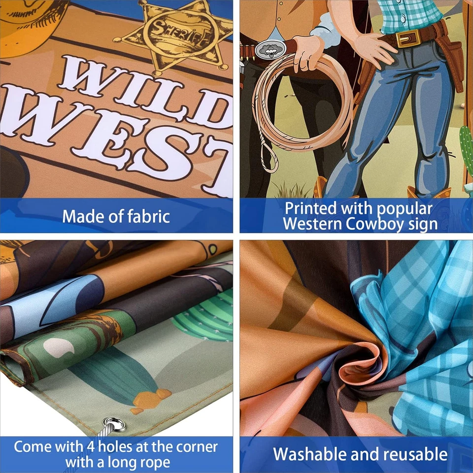 Decoraciones de fiesta con telón de fondo de vaquero occidental de 6 X 3 pies - cabina de fotos de rodeo del salvaje oeste Foto 3 de 4