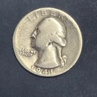 Washington Silver Quarter US 25C - 90% Silver 1941 S
