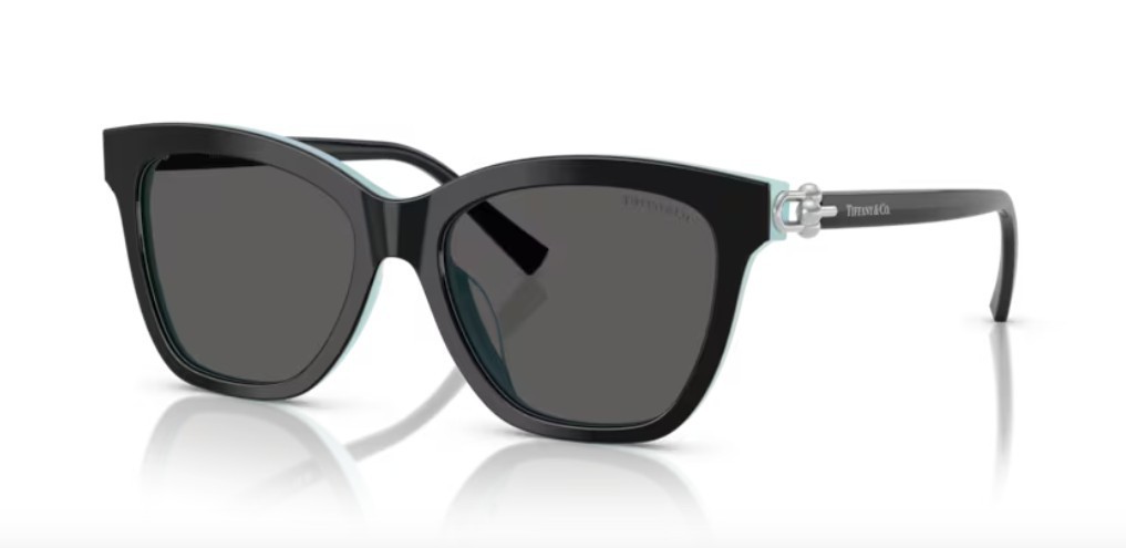 Tiffany & Co. Woman Sunglass TF4241D - Frame color: Black On Tiffany Blue, Lens color: Dark Grey - Image 2