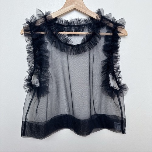 Kate Hewko Womens Small Ruffle Sheer Tank Top - Picture 4 of 13