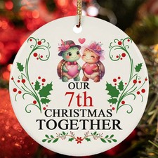 Our 7th Christmas Together Ornament Cute Turtle Couple 7 Year Anniversary Gift