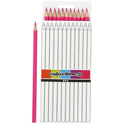 Colortime Farbstifte, pink, Mine: 3 mm, L: 17 cm, Basic, 12Stck. (US IMPORT)