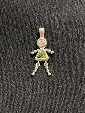 Vtg Sterling Silver 925 Charm Pendant Birthstone Baby GirlAugust/Peridot 1.25  L