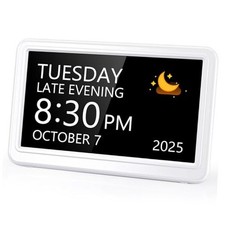 Digital Clock, 7" Digital Calendar Day Clock for Seniors, Dementia Clock White