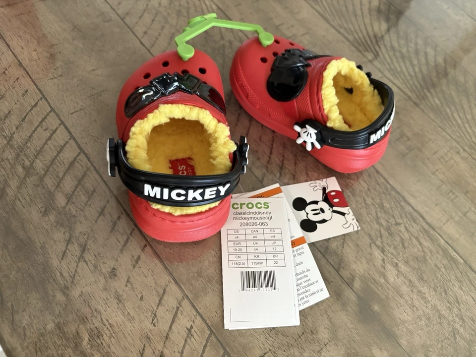 Zapatos Crocs Bebé Niño Pequeño Talla C4 12-24 Meses Disney Mickey Rojo Forrados de Piel Nuevos con Etiquetas Foto 2 de 4
