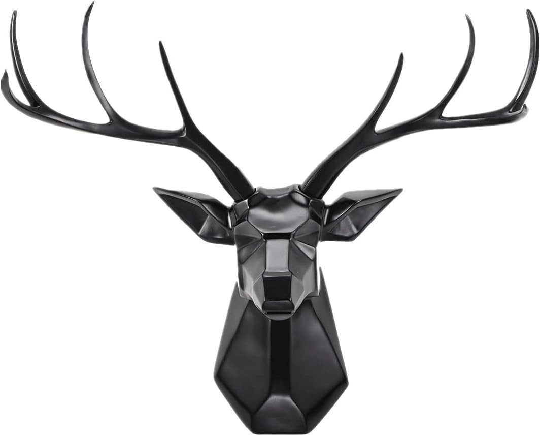 Versatile Faux Deer Head Wall Art - Black Metal 23.3''W x 21.3''H for Any Room