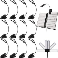 12 Pcs Music Stand Clip on Reading Light Dual Heads USB and AAA Battery Opera...