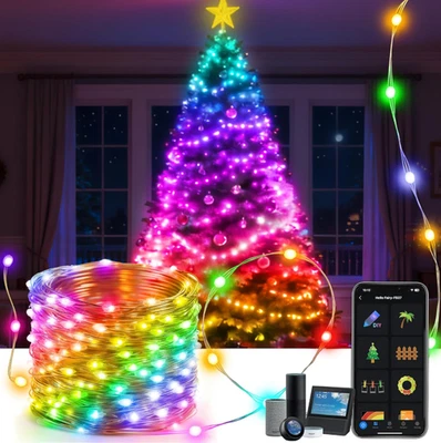 AOYCOCR 33FT 66 LEDs Smart Christmas Lights RGB WiFi String with APP, Alexa, Music Sync