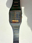 Vintage Seiko H601 Alarm Chronograph Ana Digi Watch Black Gold Tone Runs New Bat