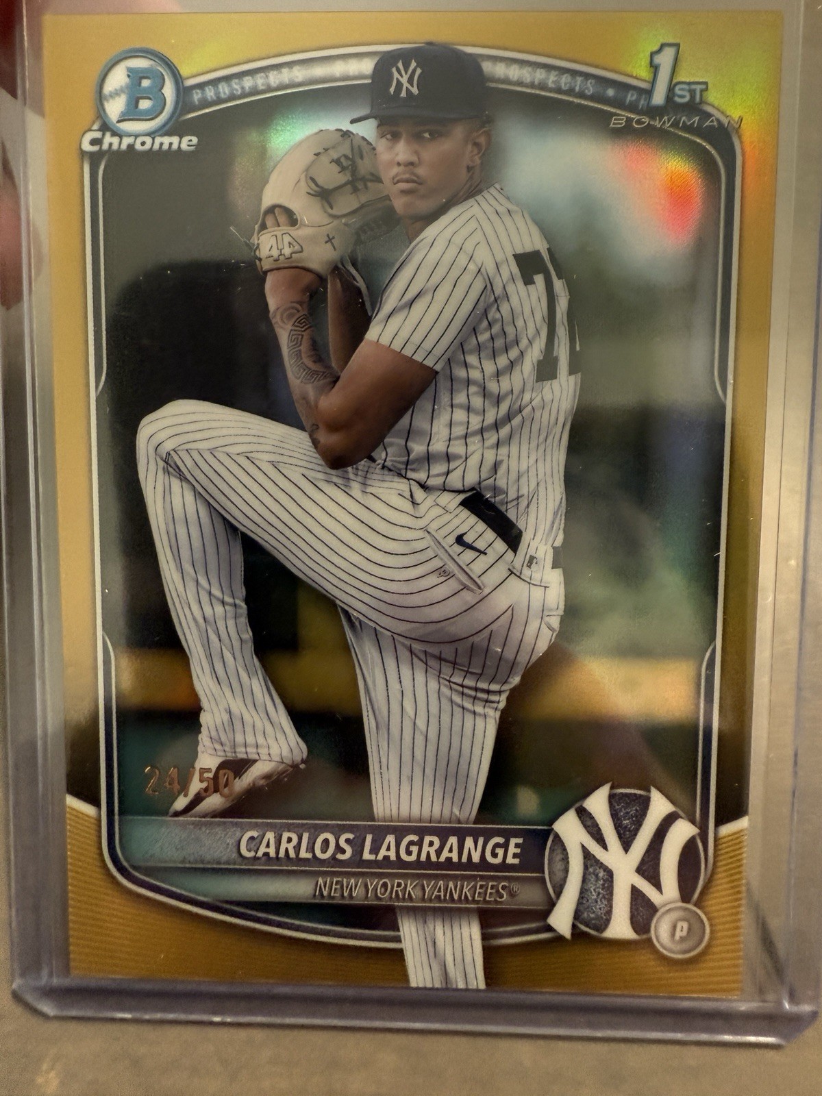 2025 Bowman Chrome Carlos Lagrange Gold Refractor 1st #24/50 Yankees
