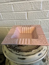 Vintage California Pottery Ashtray Pink 7.5" X7.5" Chip - See Photos
