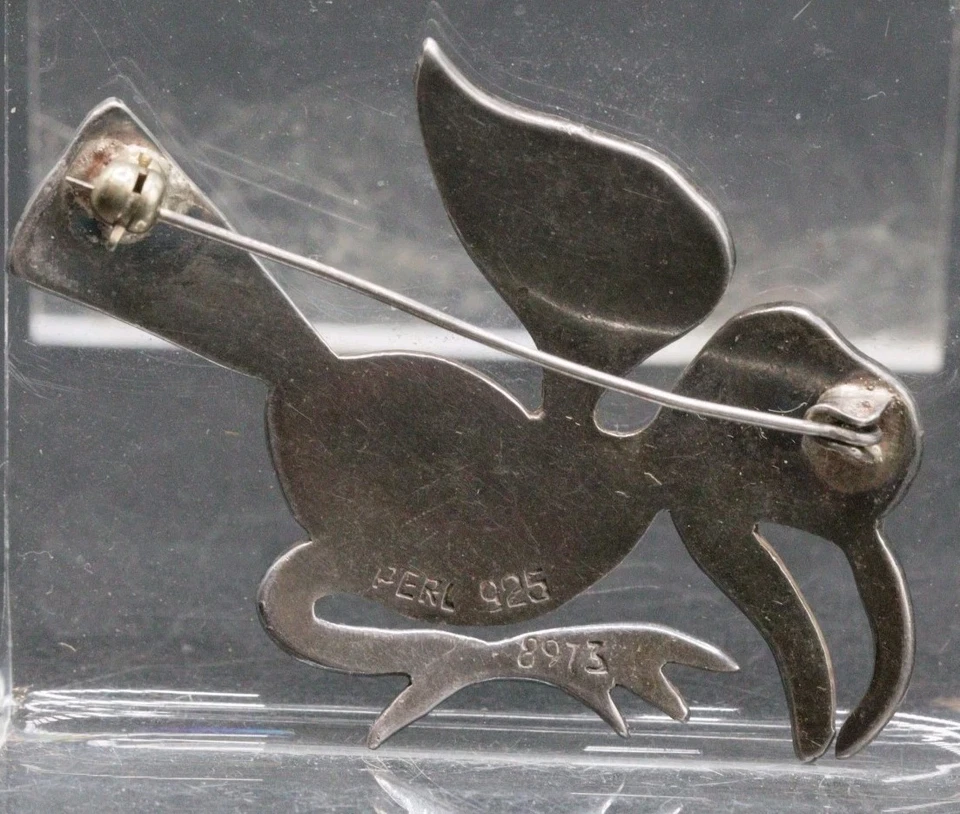 Spilla Vintage On Argento Sterling E Smalti Perù 925 - 8973 CONDIZIONI PERFETTE  - Immagine 2 di 4