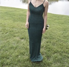 Windsor Green Glitter Sparkly Formal Evening Gown Dress with Strappy Back Size S
