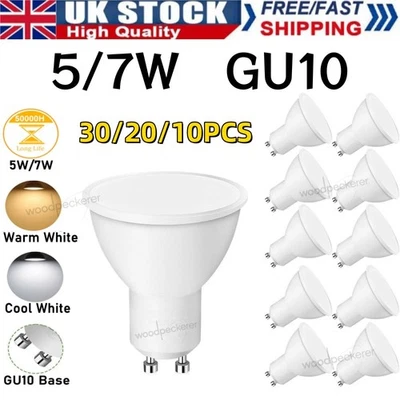 30x LED GU10 Light Bulbs 5W 7W Warm Cool White Spotlight 120° Eneygy Saving 230V