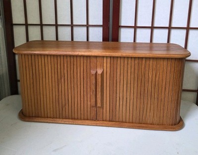 Vintage HTF Mid Century Eppco Enterprises Teak Tambour Door Wall Mount Cabinet