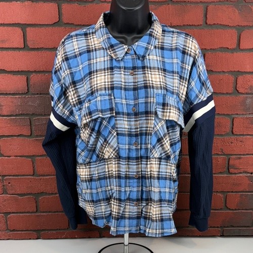 So Shirt Womans Large Plaid Long Sleeve Checkered