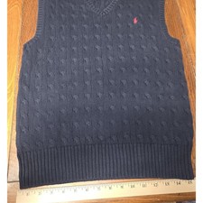 Polo Ralph Lauren knit Sweater vest Pullover V Neck Navy Youth Large 14-16