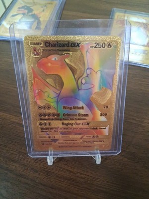 rare rainbow gold charizard gx card 150/147 Rare Rainbow Gold Charizard GX Card 150/147
