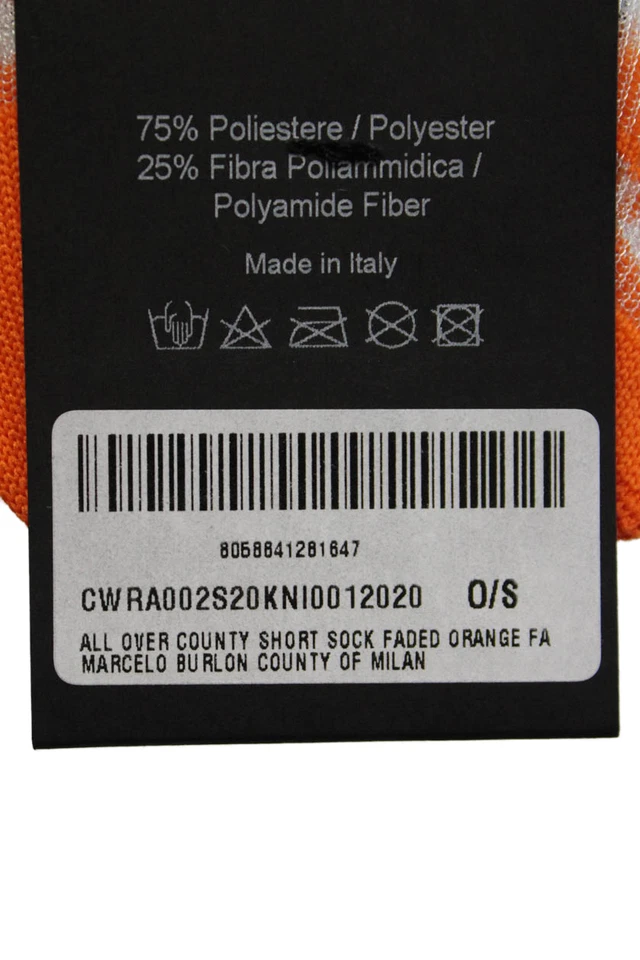 Marcelo Burlon Womens All Over Country Short Socks Faded Orange White One Size - Image 4 of 4