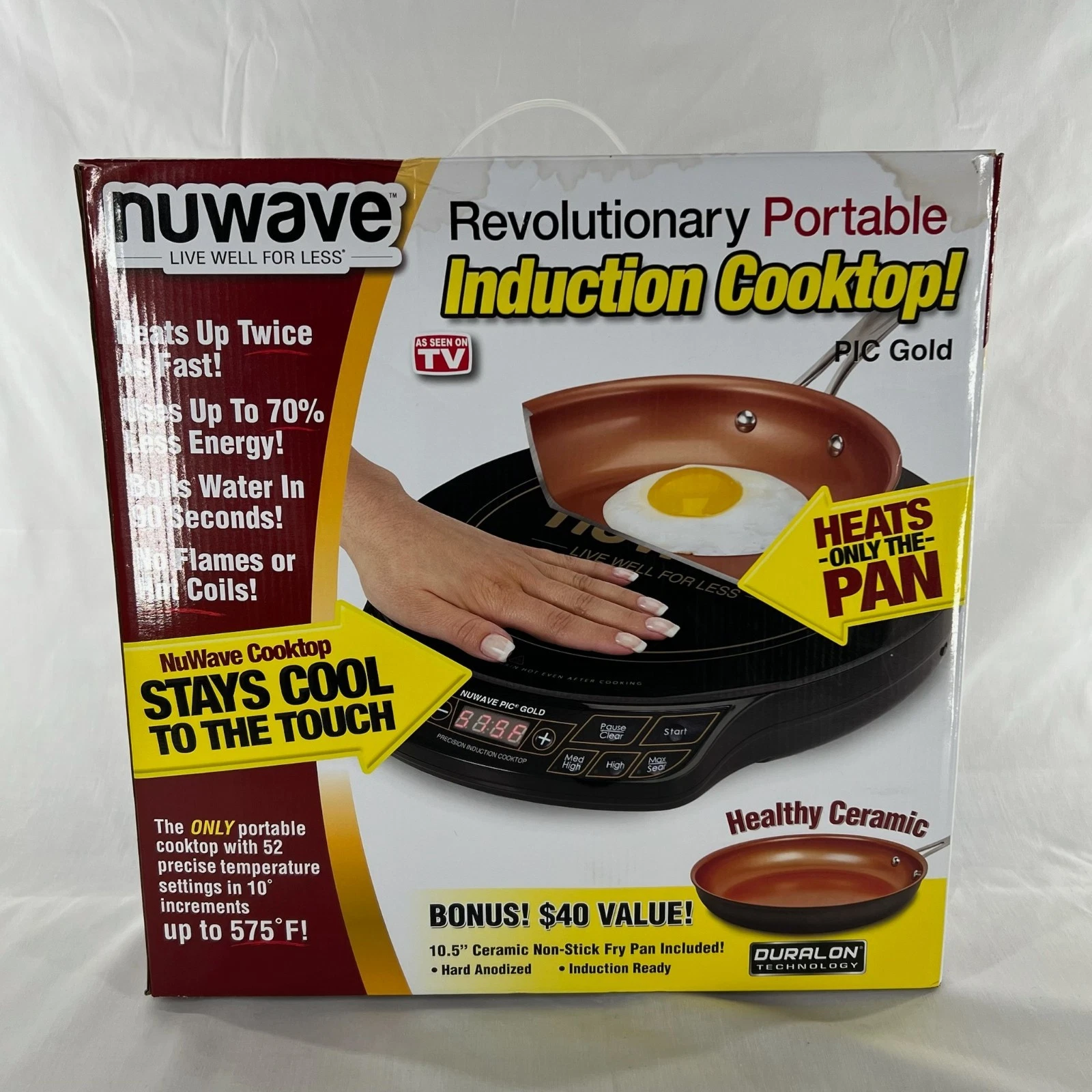 NuWave PIC Gold Precision Induction Cooktop 1500W Portable w/ Pan Open Box