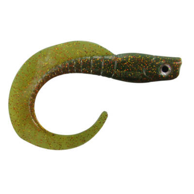 Jenzi Rubber Fish Snake Tail Twister Brown Green Glitter Rubber Bait Softbait