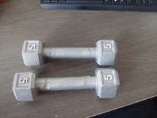 Set Of Two 5 lb Cast Iron Hex Metal Dumbbells Weight Set 10lbs FREE SHIPPING