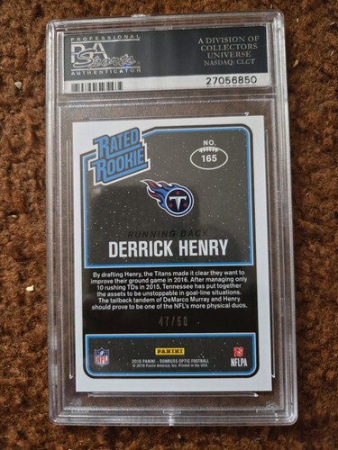 2016 Optic Carolina Blue Rookie Derrick Henry Titans /50 RC PSA 9 RARE Color - Picture 2 of 3