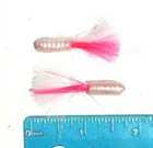 25ct PEARL WHITE & PINK 1.8" MARABOU TAIL GRUBS Crappie Fishing Jigs Bream Baits
