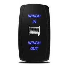 Winch In Out Momentary LASER Rocker Switch Blue Led Light for Crane Auto Car 12V