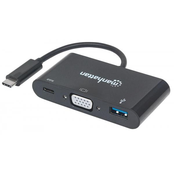 Manhattan Adattatore Convertitore USB-C™ a VGA, USB-A, USB PD