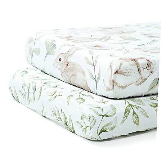 2 Pack Ultra-Soft Premium Fitted Baby Crib Sheets for Standard Cribs