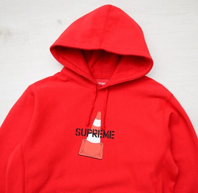 Men's Supreme Traffic Cone Red Hoodie Sweatshirt Made in Canada