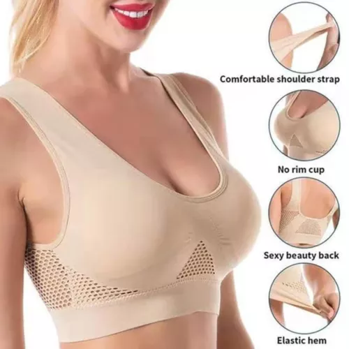 Womens Breathable Cool Liftup Bra Large Size Comfortable Mesh Sports Yoga Bra * - Bild 4 von 20