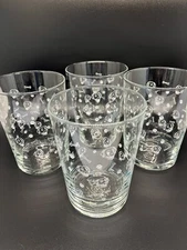 Vicrila Glassware Spain Labrador Retreiver 16oz Tumbers Lab Bone Paw Print Set 4