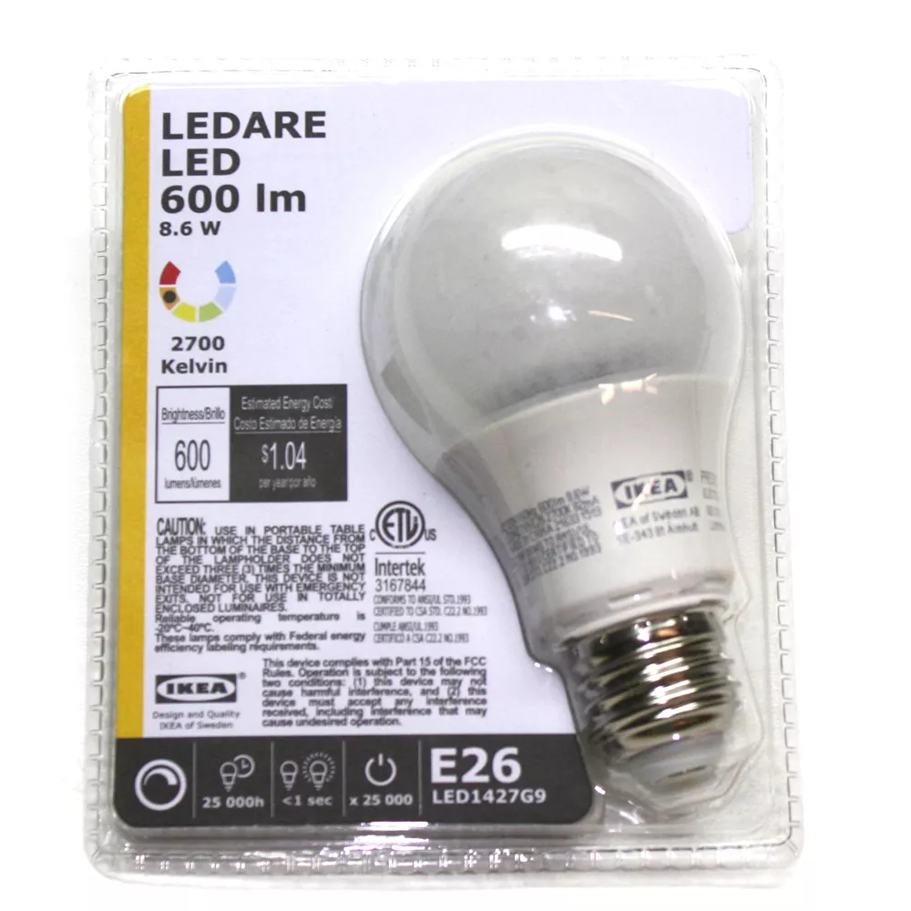 IKEA E26 LEDARE DIMMABLE LIGHT BULB LED 600 Lumen 8.6w NEW