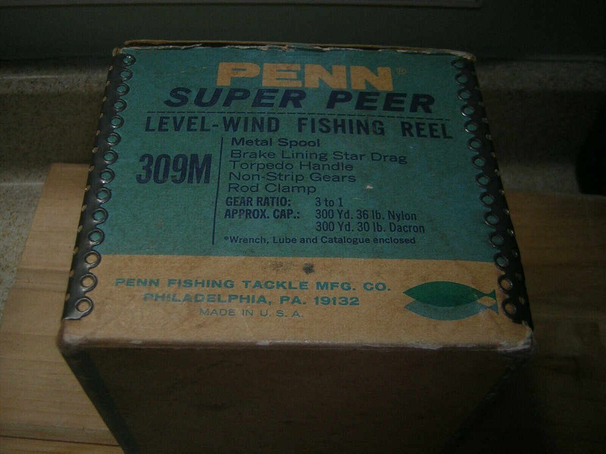 Moulinet De Pêche Penn Super Peer 309M - Niveau Vent, Métal, Vintage USA
