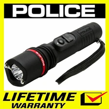 POLICE Stun Gun 305 Max Volt Self Defense Rechargeable LED Flashlight Black