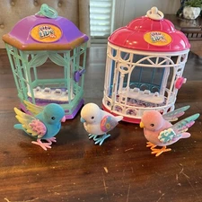 Little Live Pets Lot 3 Birds & 2 Cages All Working! Songbird Interactive Birds