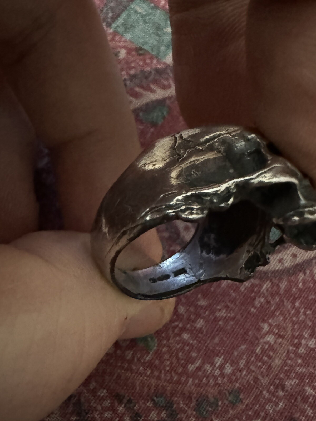 solid heavy sterling silver Skull Ring,anatomical… - image 13