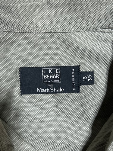 Ike Behar New York Men’s Button Up Beige/ Grey Cotton Shirt 16 35 Made In USA - Picture 7 of 9
