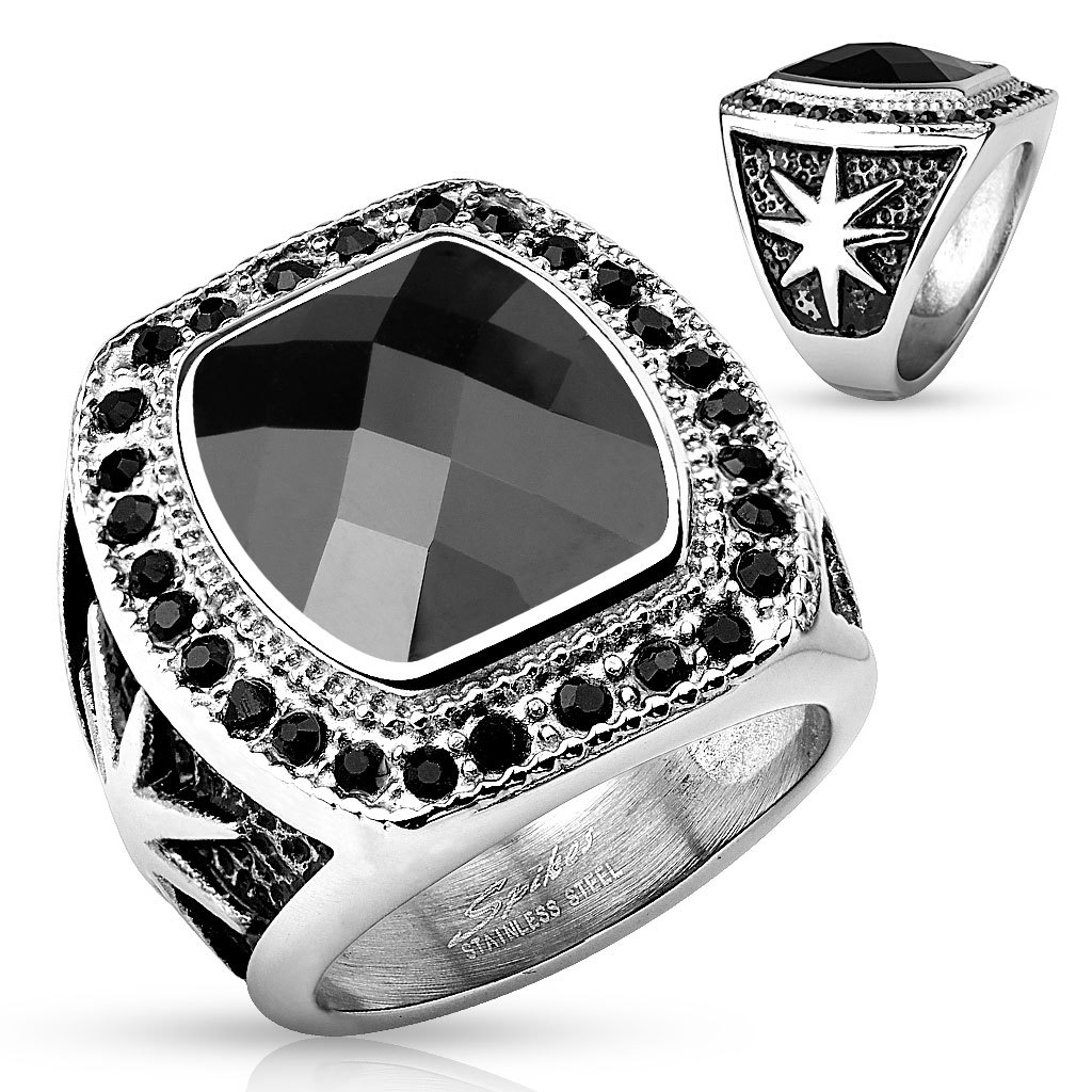 BlackAmazement 316L Edelstahl Ring 'F-Off' - Silberner Biker Ring Für Herren 14mm