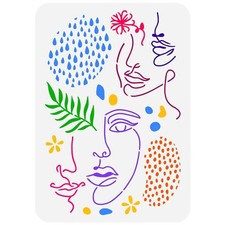 Artistic Beauty Face Stencil - Modern Abstract Lines Painting Stencil for Wall,
