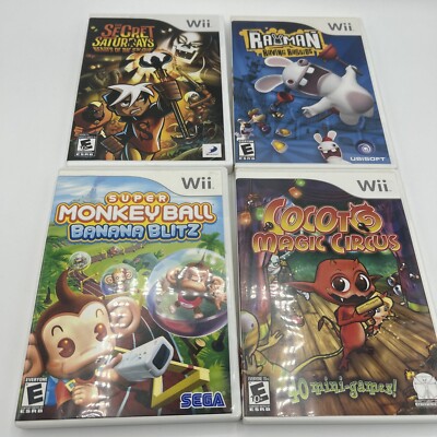 4 Game Nintendo Wii Lot Monkey Ball Rayman Rabbids Cocoto Secret Saturday