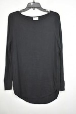 Caslon Womens Black Shirttail Tunic Sweater Curved Hi Lo Hem Wool Blend XS