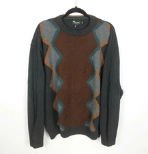 VTG TOSANI Canada ABSTRACT Geometric Knit Coogi Style Sweater Men's Sz XL