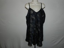 VTG Gloria Vanderbilt 22/24 teddy romper black semi sheer lingerie snap crotch