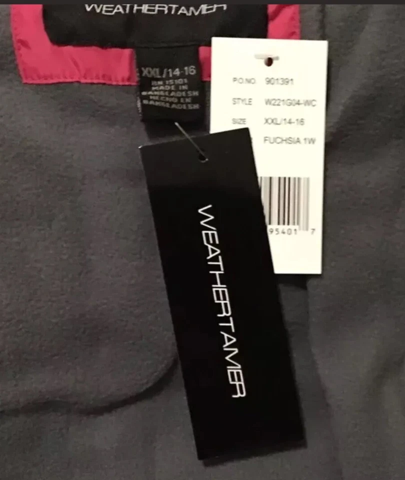 Chaqueta acolchada Weathertamer para niñas fucsia talla 14/16 forrada cremallera completa bolsillos con capucha Foto 2 de 4