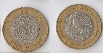 準未使用＋　メキシコ革命・ソノラ州　1915年　10ペソ　P-S1073 Mexico 10 PESOS 1997 Bi-Metallic, Aztec design | eBay